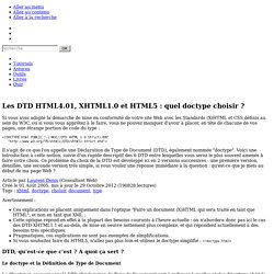 Les DTD HTML4.01, XHTML1.0 et HTML5 : quel doctype choisir