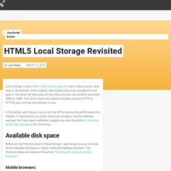 HTML5 Local Storage Revisited