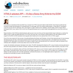 HTML5 selectors API – It’s like a Swiss Army Knife for the DOM