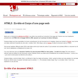 HTML5 : En-tête et Corps d’une page web