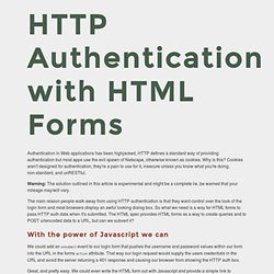 HTTP Authentication with HTML forms : Paul James