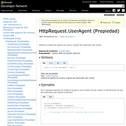 HttpRequest.UserAgent (Propiedad) (System.Web)