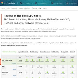 The best SEO tools in a review. Moz, HubSpot, SEMRush, SEO PowerSuite, Raven and others.