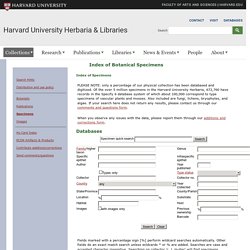 HUH - Databases - Specimen Search