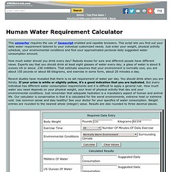 Human Water Requirement Calculator