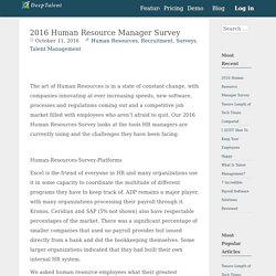 2016 Human Resource Manager Survey -