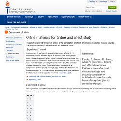 Online materials for timbre and affect study — Humanistinen tiedekunta