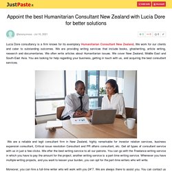 Appoint the best Humanitarian Consultant New Zealand with Lucia Dore for better solutions