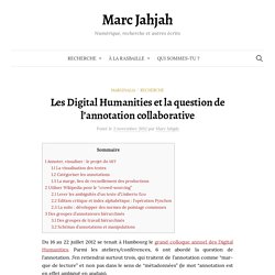 Les Digital Humanities et la question de l'annotation collaborative - Marc Jahjah