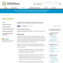 Digital Humanities Start-Up Grants