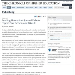 Leading Humanities Journal Debuts 'Open' Peer Review, and Likes It - Publishing
