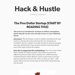 Hack & Hustle — The Five Dollar Startup (START BY READING THIS)