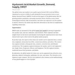 Hyaluronic Acid Market Growth, Demand, Supply, SWOT – Telegraph