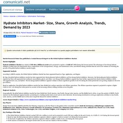 Hydrate Inhibitors Market- Size, Share, Growth Analysis, Trends, Demand by 2023