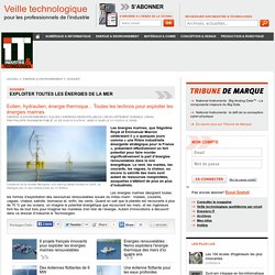 Eolien, hydraulien, énergie thermique... Toutes les technos pour exploiter les énergies marines