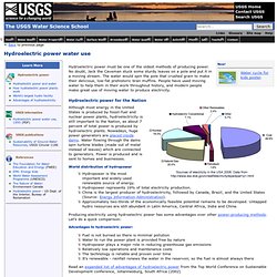 Hydroelectric power and water. Basic information about hydroelectricity, USGS Water Science for Schools.