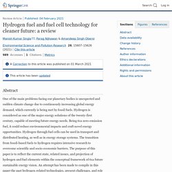 Environmental Science and Pollution Research 04/02/21 Hydrogen fuel and fuel cell technology for cleaner future: a review