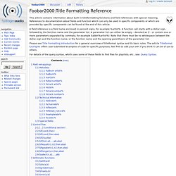 Foobar2000:Title Formatting Reference