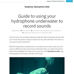 Guide to using your hydrophone underwater to record sounds – Geophone, Hydrophone Cable