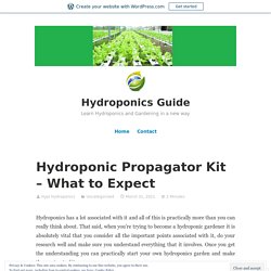 Hydroponic Propagator Kit – What to Expect