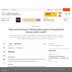 Observational Study of Hydroxychloroquine in Hospitalized Patients with Covid-19
