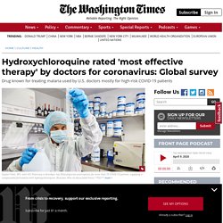 L'hydroxychloroquine classée «thérapie la plus efficace» par les médecins pour le coronavirus: enquête mondiale