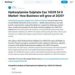 Hydroxylamine Sulphate Cas 10039 54 0 Market- How Business will grow at 2025? — Sag Bag on Hashtap
