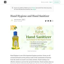 Hand Hygiene and Hand Sanitizer