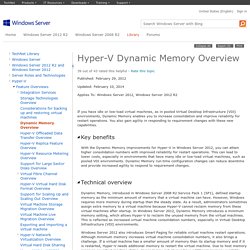 Hyper-V Dynamic Memory Overview