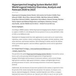 Hyperspectral Imaging System Market 2021 World Legend Industry Overview, Analysis and Forecast 2020 to 2023 – Telegraph