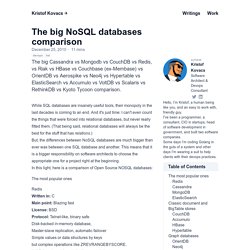 Cassandra vs MongoDB vs CouchDB vs Redis vs Riak vs HBase vs Couchbase vs Hypertable vs ElasticSearch vs Accumulo vs VoltDB vs Scalaris comparison