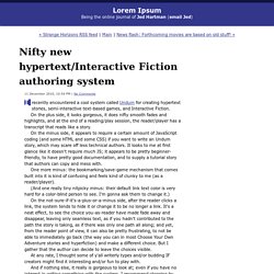 Lorem Ipsum: Nifty new hypertext/Interactive Fiction authoring system