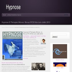 Hypnose & Thérapies Brèves, la Revue n°29 de 2013