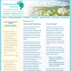 Therapies: Hypnotherapy, EFT, TLT, NLP - Empowered Choices Counselling and Therapy, Victoria, BC