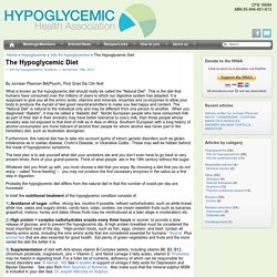 Hypoglycemic Health Association of Australia - The Hypoglycemic Diet