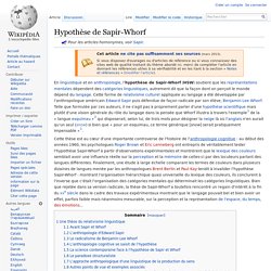 Hypothèse de Sapir-Whorf