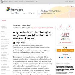 A hypothesis on the biological origins and social evolution of music and dance