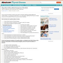 Hypothyroidism Risk/Symptoms Checklist