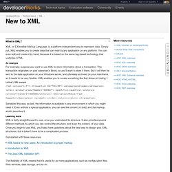 developerWorks : New to XML