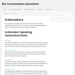 Icebreaker Questions and Speaking Activities
