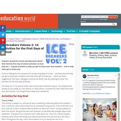 Education World: Icebreakers Volume 2: What to Do the First Day