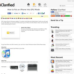 iPhone - How to Put an iPhone Into DFU Mode