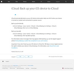 iCloud: Back up your iOS device to iCloud