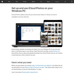 Set up and use iCloud Photos on your Windows PC – Apple Support