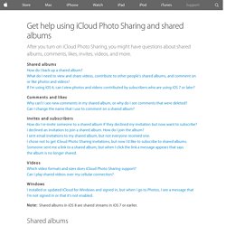 Get help using iCloud Photo Sharing and shared albums