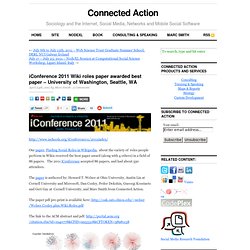 iConference 2011 Wiki roles paper awarded best paper – University of Washington, Seattle, WA