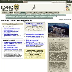 Idaho Fish and Game - Wolves - Wolf Management
