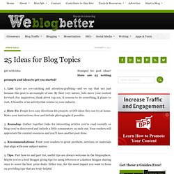 25 Ideas for Blog Topics