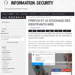 Firefox et le stockage des identifiants web - Information Security