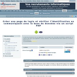 Créer une page de login et vérifier l'identification en communiquant avec la base de données via un script PHP